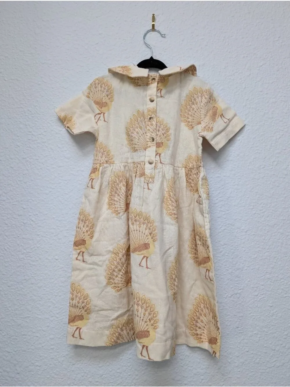 Kate Quinn Organic Cotton Gauze Butterum Peacock 5Y Peter Pan Collar Dress